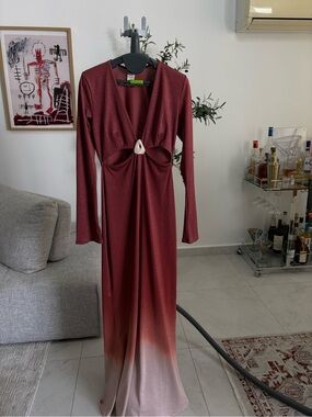 Baobab Collection Burgundy to Blush Ombre Long Sleeve Maxi Gown